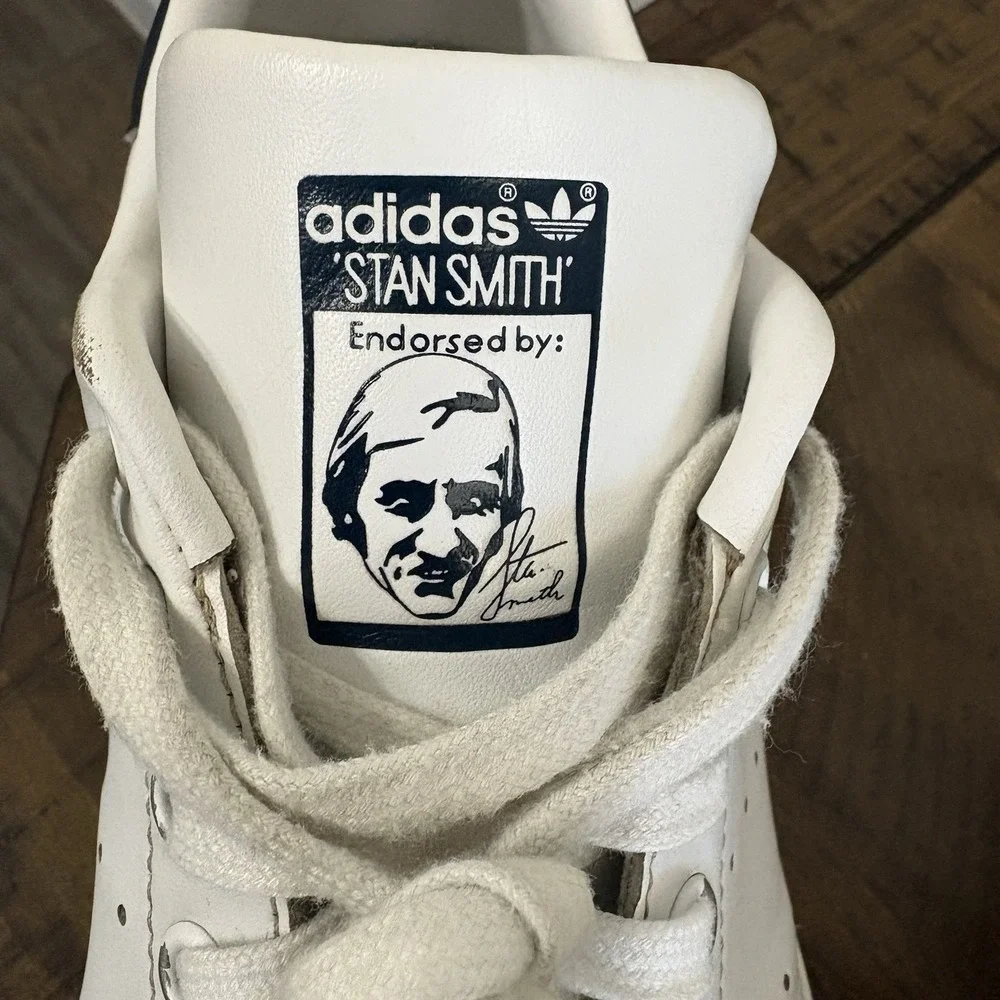 Adidas Stan Smith Men's Shoes Size 8 M20325‎ Core White Blue Sneakers